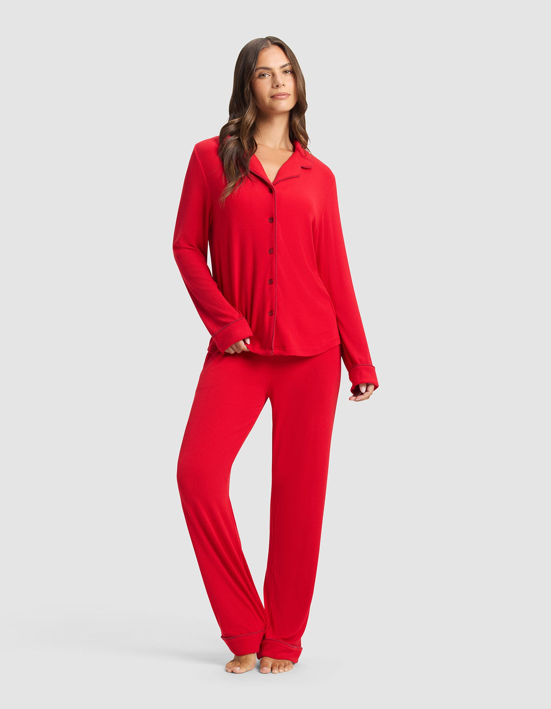 Women's Bamboo Rib-Knit Classic Long Sleeve Pajama Set