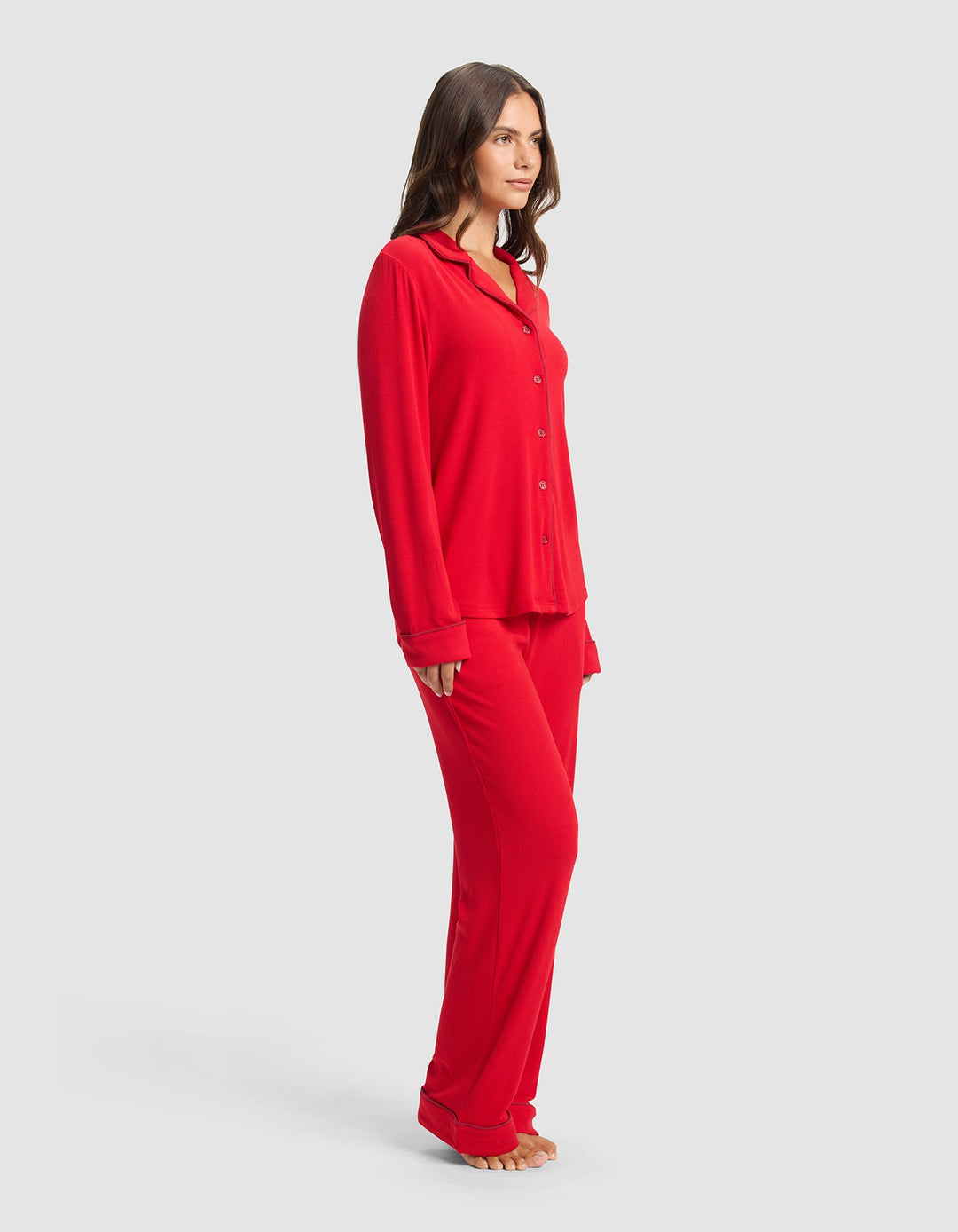 Women's Bamboo Rib-Knit Classic Long Sleeve Pajama Set