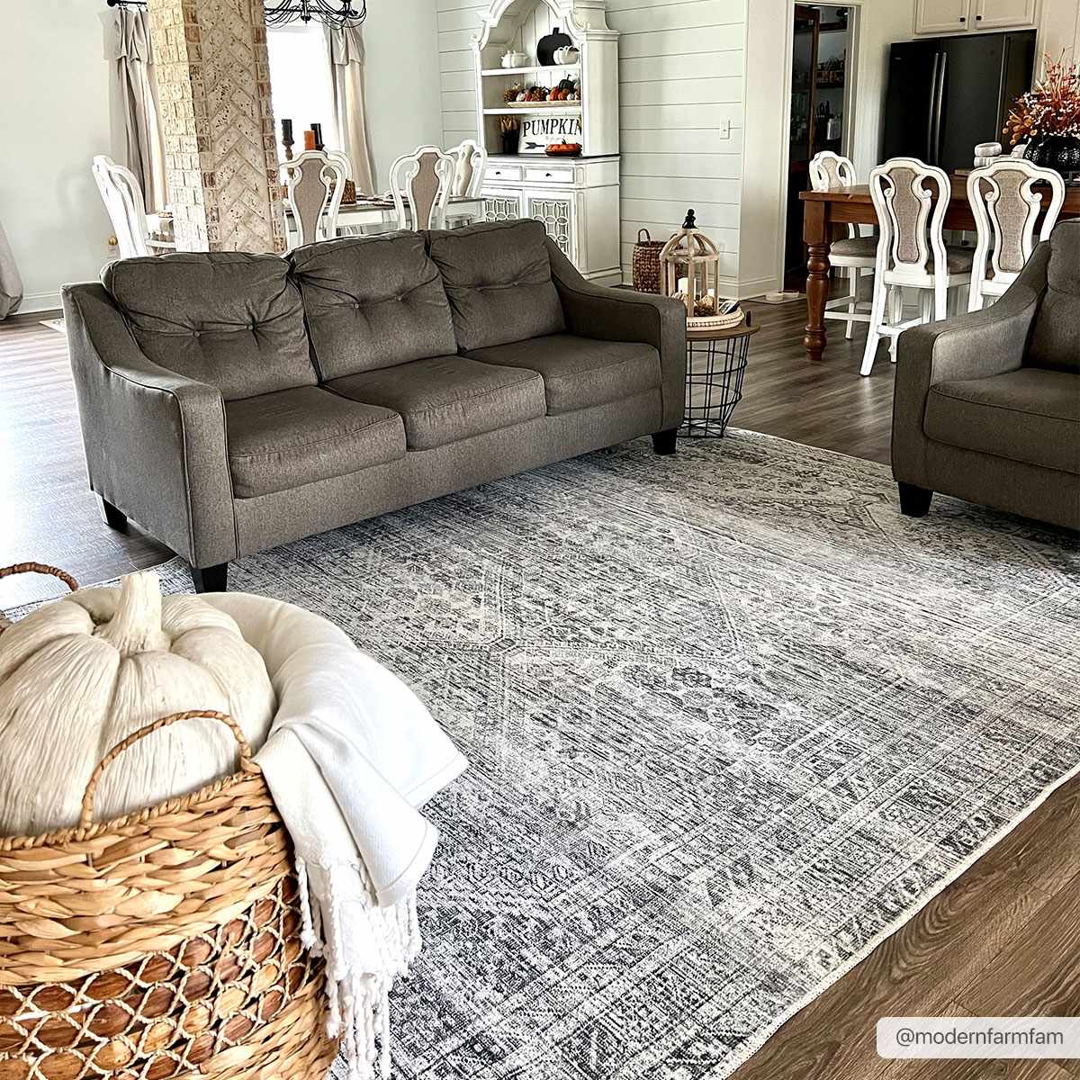 Barny Cream & Gray Washable Area Rug