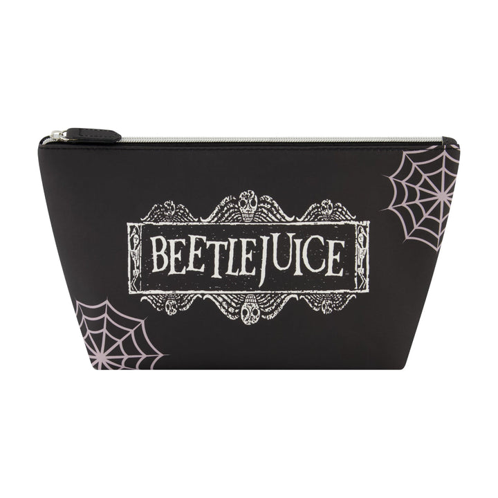 Beetlejuice Logo Spiderweb Black Cosmetic Bag