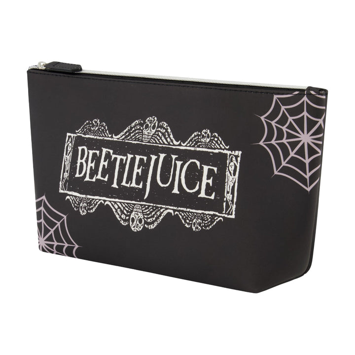 Beetlejuice Logo Spiderweb Black Cosmetic Bag