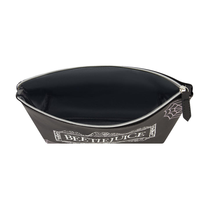 Beetlejuice Logo Spiderweb Black Cosmetic Bag