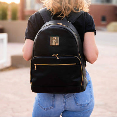 Black Carrier Leather Backpack