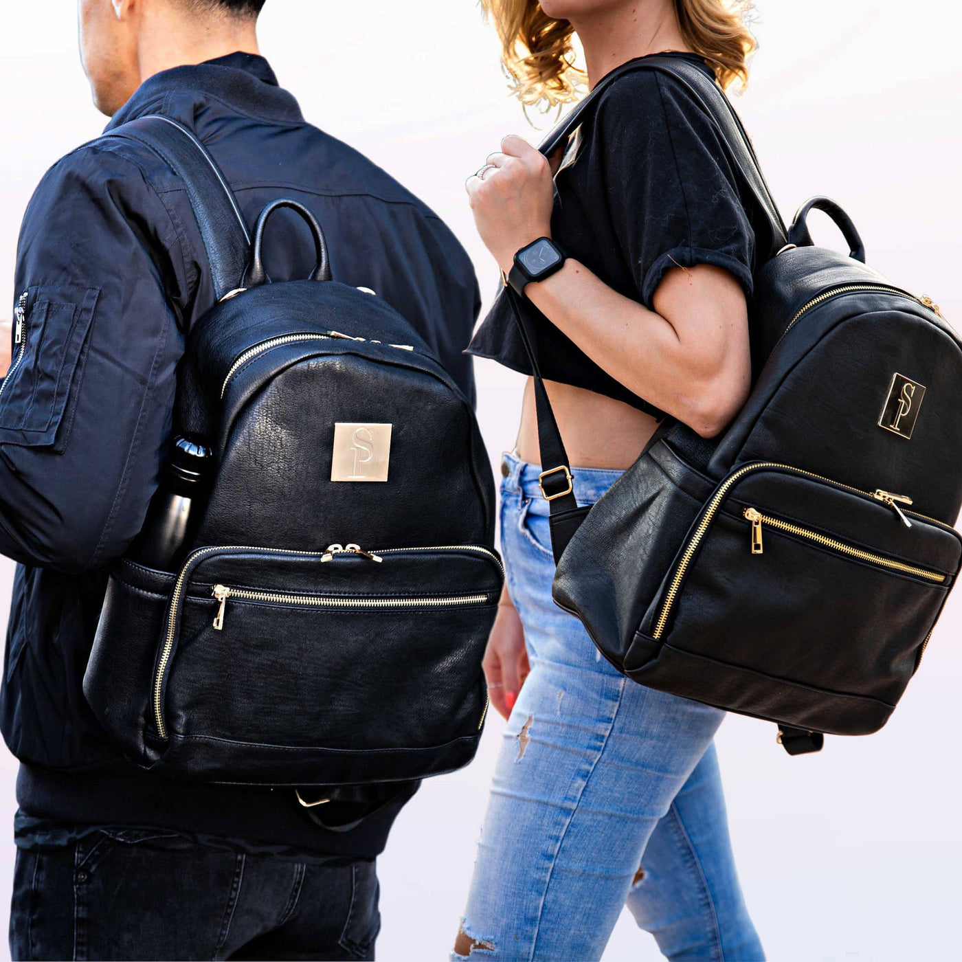 Black Carrier Leather Backpack