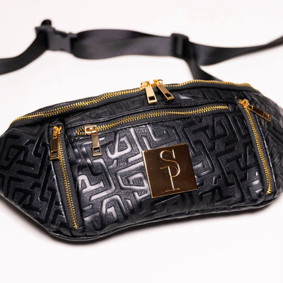 Black Monogram Leather Crossbody Bag