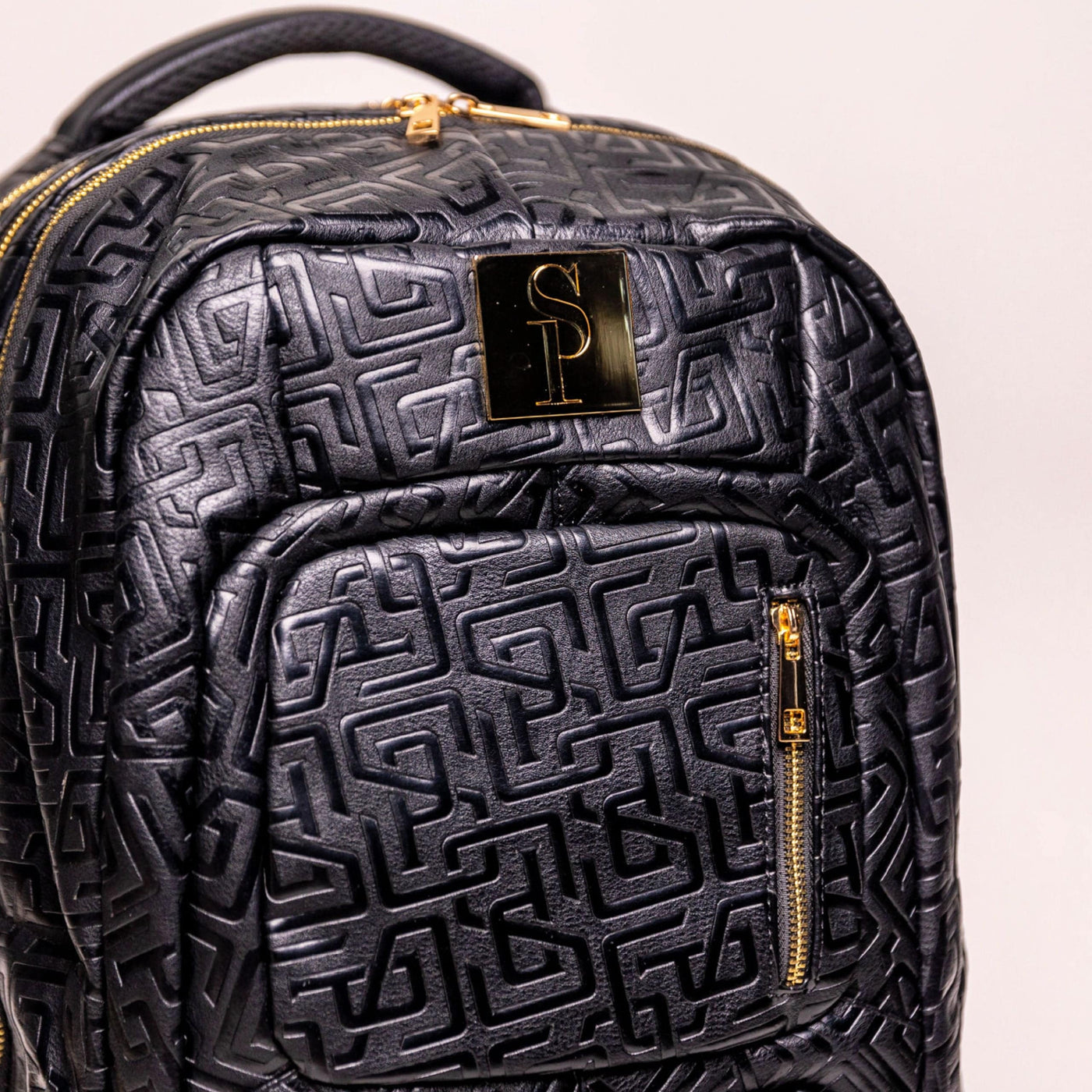 Black Monogram Leather Luxury Carry-On Backpack (Patented Signature Design)