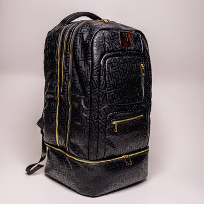 Black Monogram Leather Luxury Carry-On Backpack (Patented Signature Design)