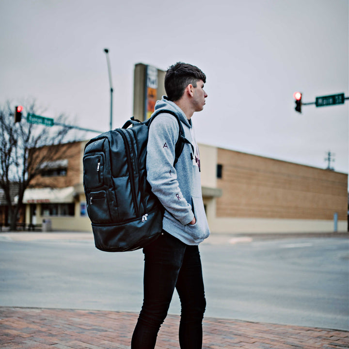 Black Leather XL Signature Bag Set (XL Signature Backpack and Duffle Bag)