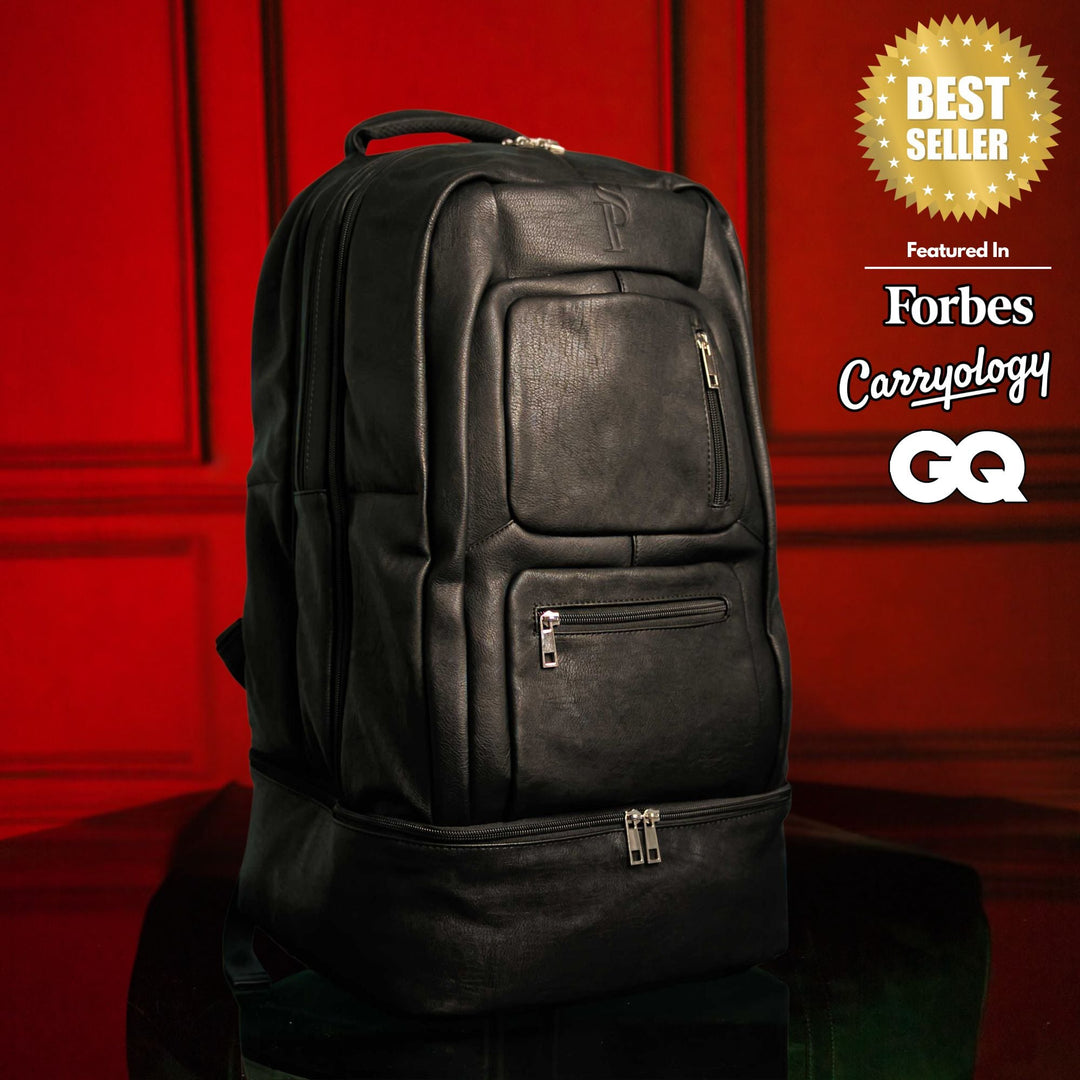 Black Leather XL Signature Bag Set (XL Signature Backpack and Duffle Bag)