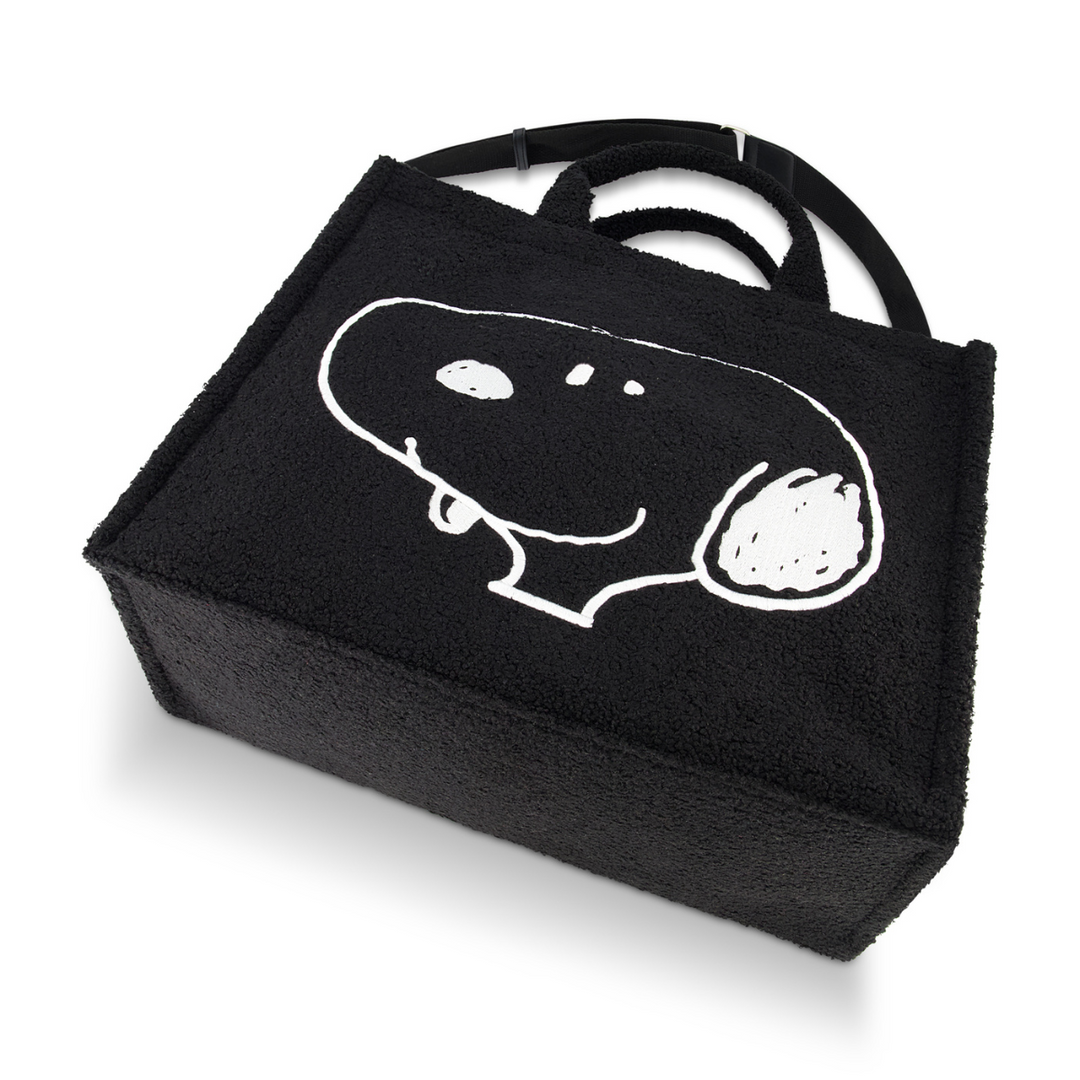 Peanuts Snoopy Black Tote Bag with Trolley Strap