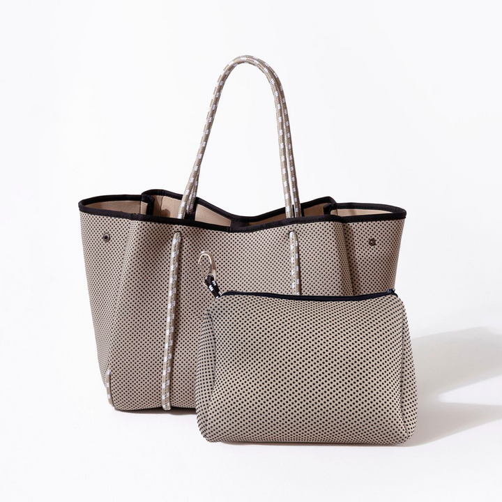 TAUPE DOTTED BASIC SET - EVERYDAY TOTE AND POUCH