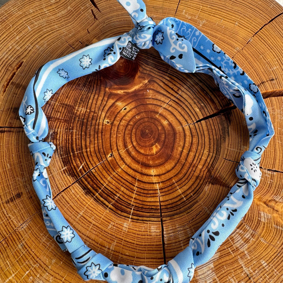 GEMELLI | KNOTTED BANDANA SCARF NECKLACE - LIGHT BLUE