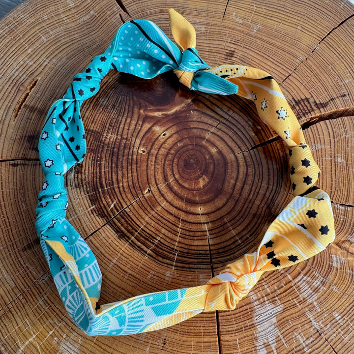 GEMELLI | KNOTTED BANDANA SCARF NECKLACE - TEAL & YELLOW