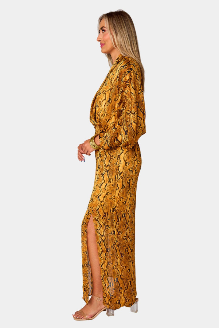 Jude Long Sleeve Maxi Dress - Snake Charmer