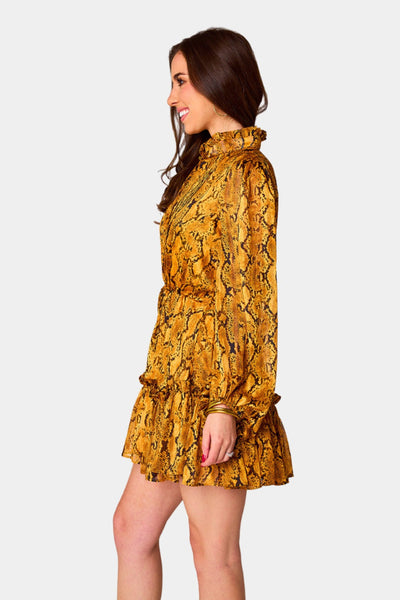 Grace Long Sleeve Short Dress - Snake Charmer