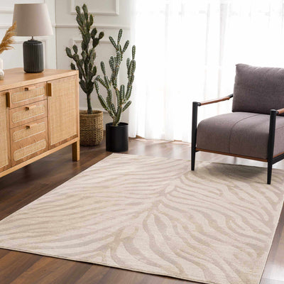 Beige Manteca Zebra Print Area Rug