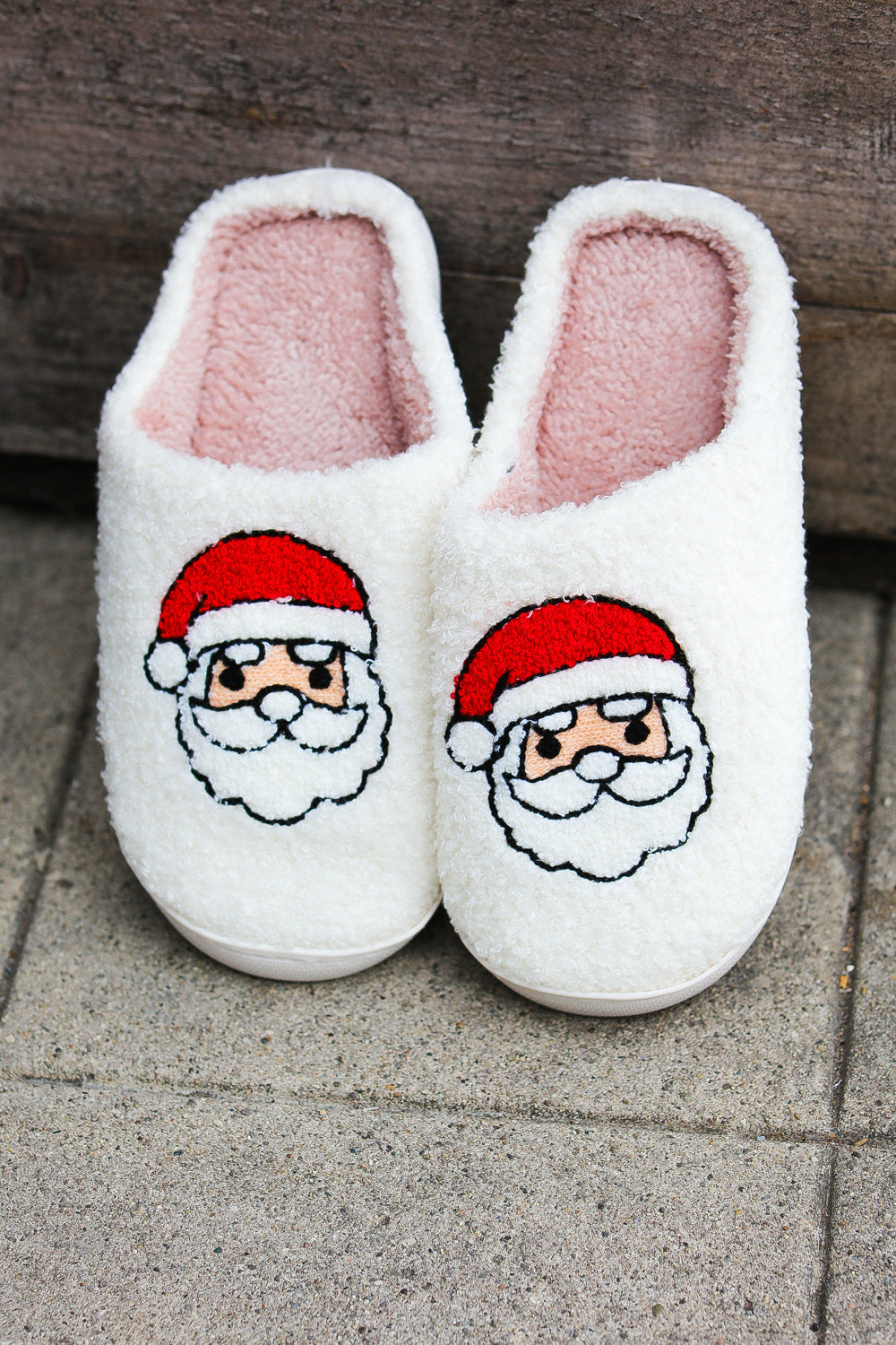 Christmas Santa Print Fleece Slippers - Sybaritic Bags & Clothing