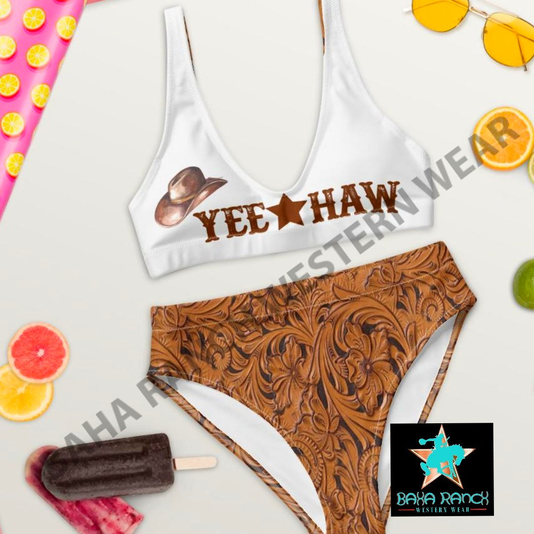 Yeehaw Tooled Leather Print Bikini