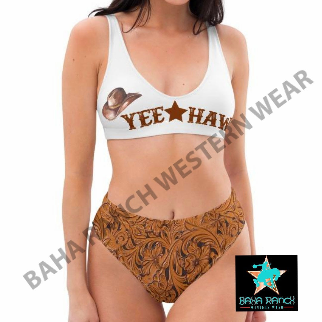 Yeehaw Tooled Leather Print Bikini