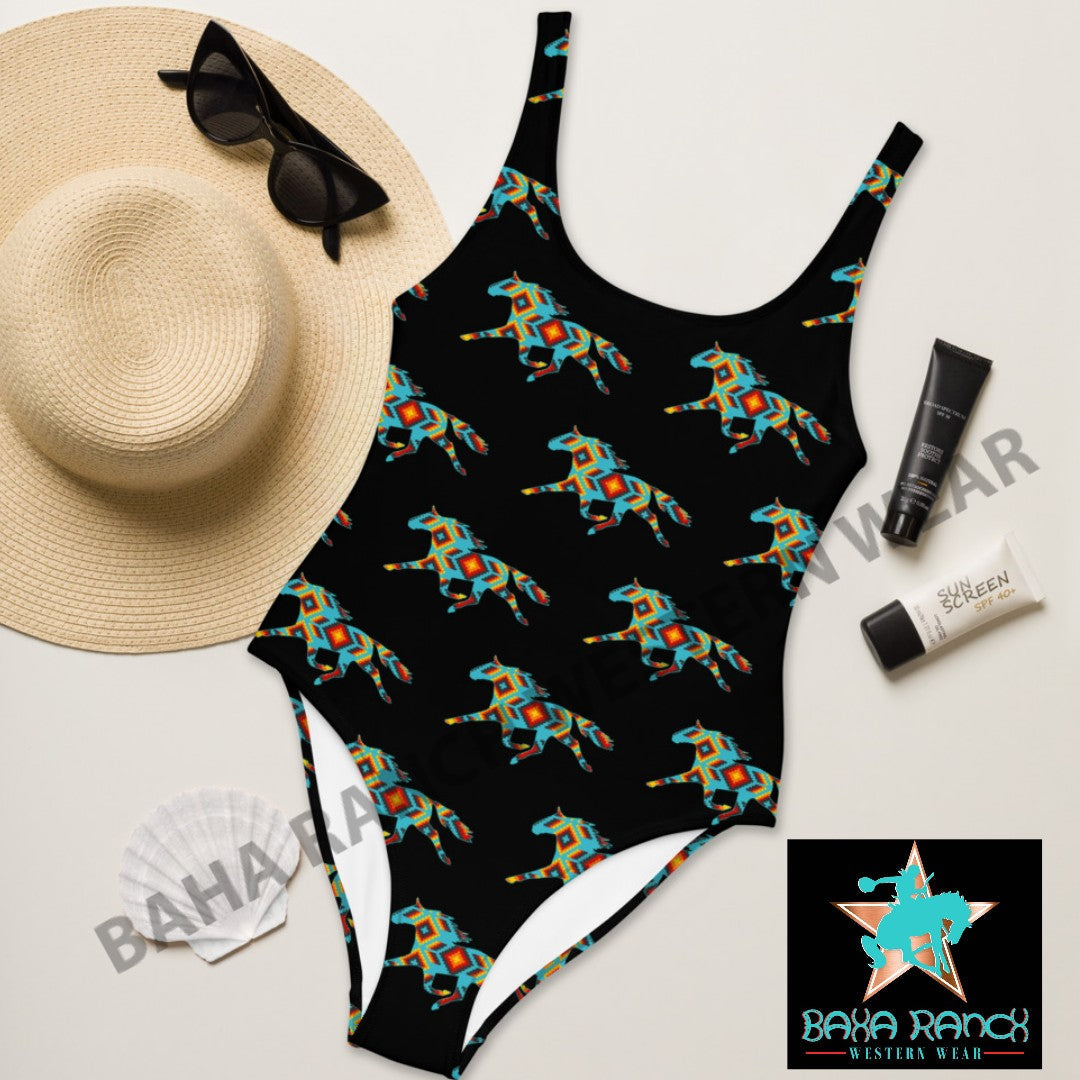 Yeehaw Aztec Horse One Piece Swimsuit