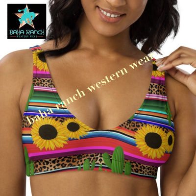 Yeehaw Sunflower Serape Cactus Bikini Top