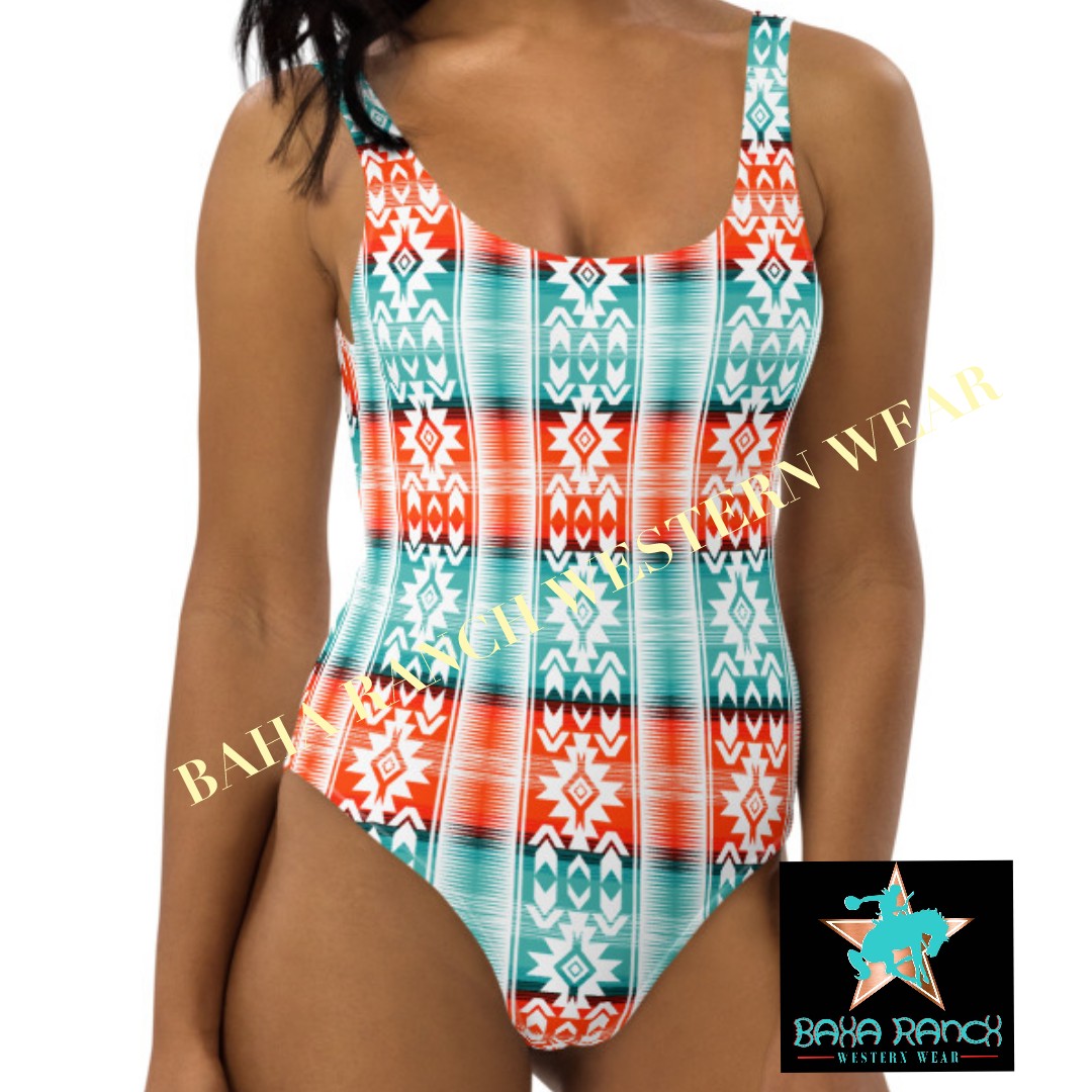 Yeehaw Aztec Print One-Piece Swimsuit