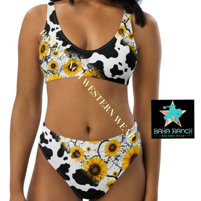 Yeehaw Cow Print Sunflower Bikini