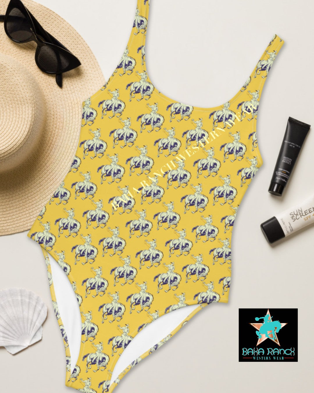 Yeehaw Vintage Bronc Buster One-Piece Swimsuit