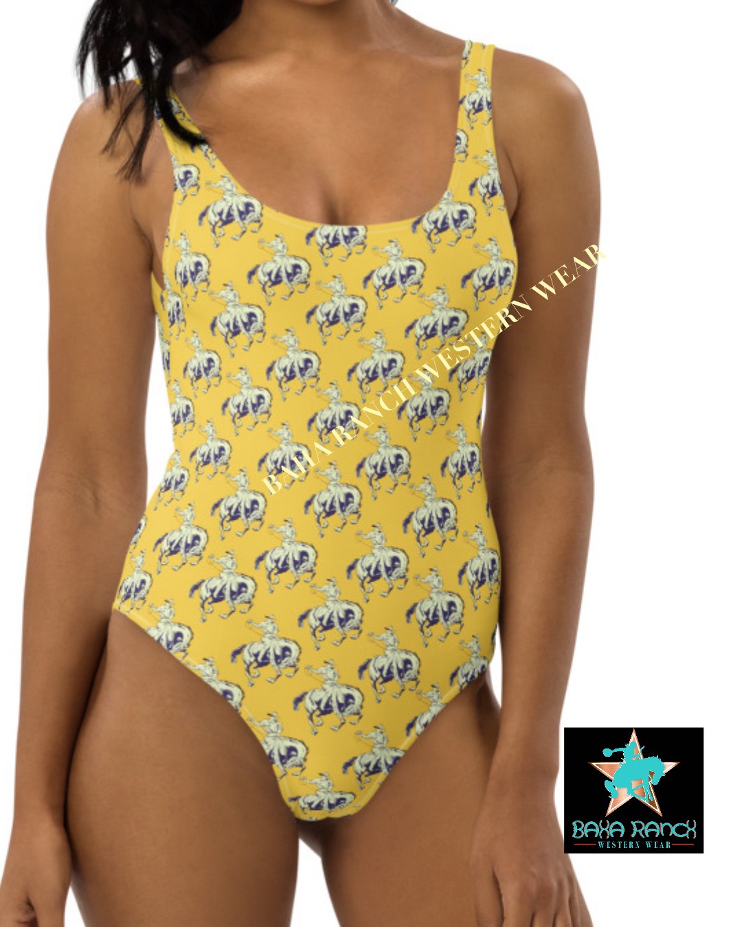 Yeehaw Vintage Bronc Buster One-Piece Swimsuit