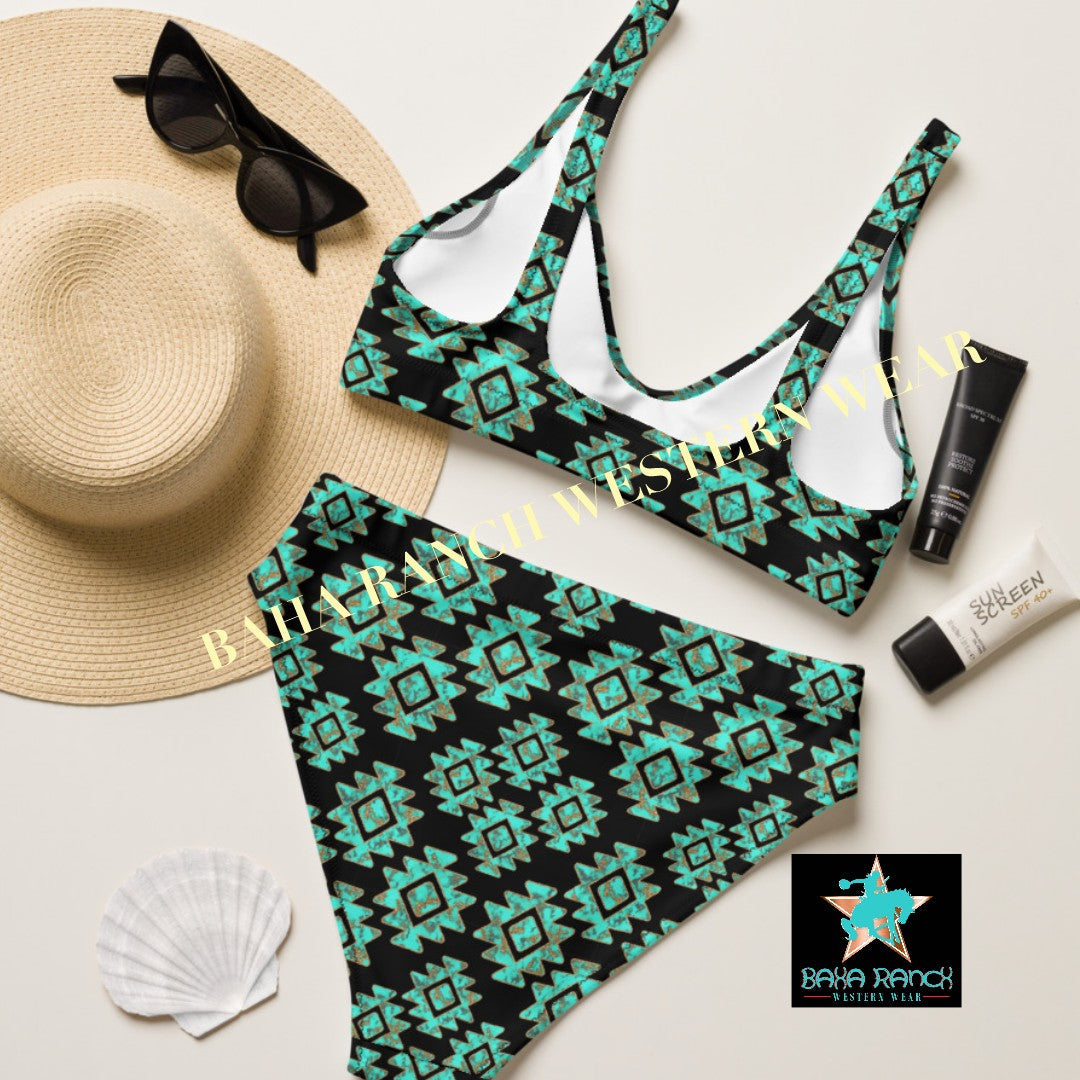 Yeehaw Turquoise Aztec Bikini