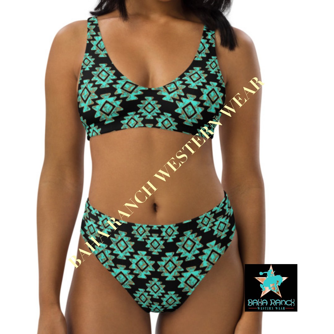 Yeehaw Turquoise Aztec Bikini