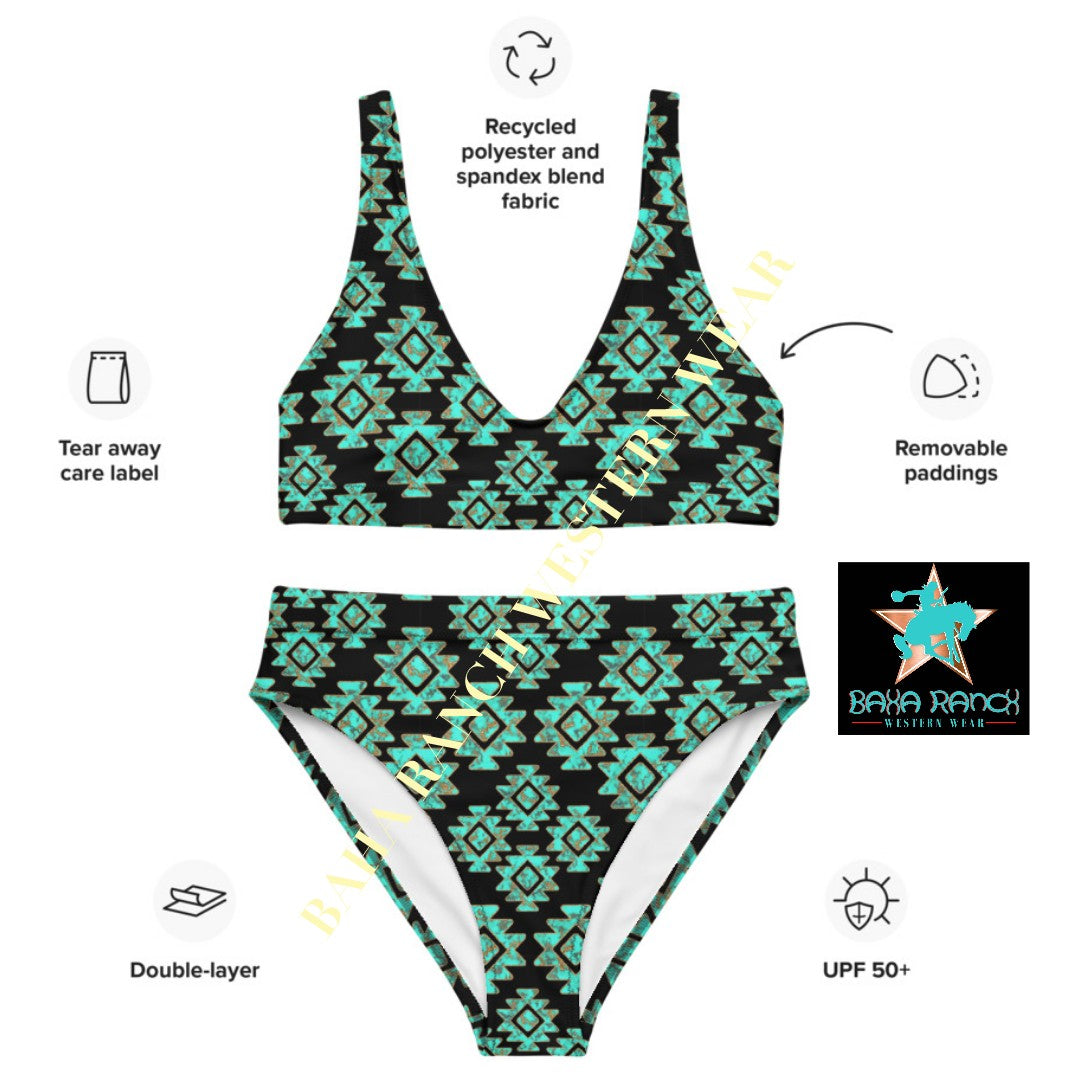 Yeehaw Turquoise Aztec Bikini