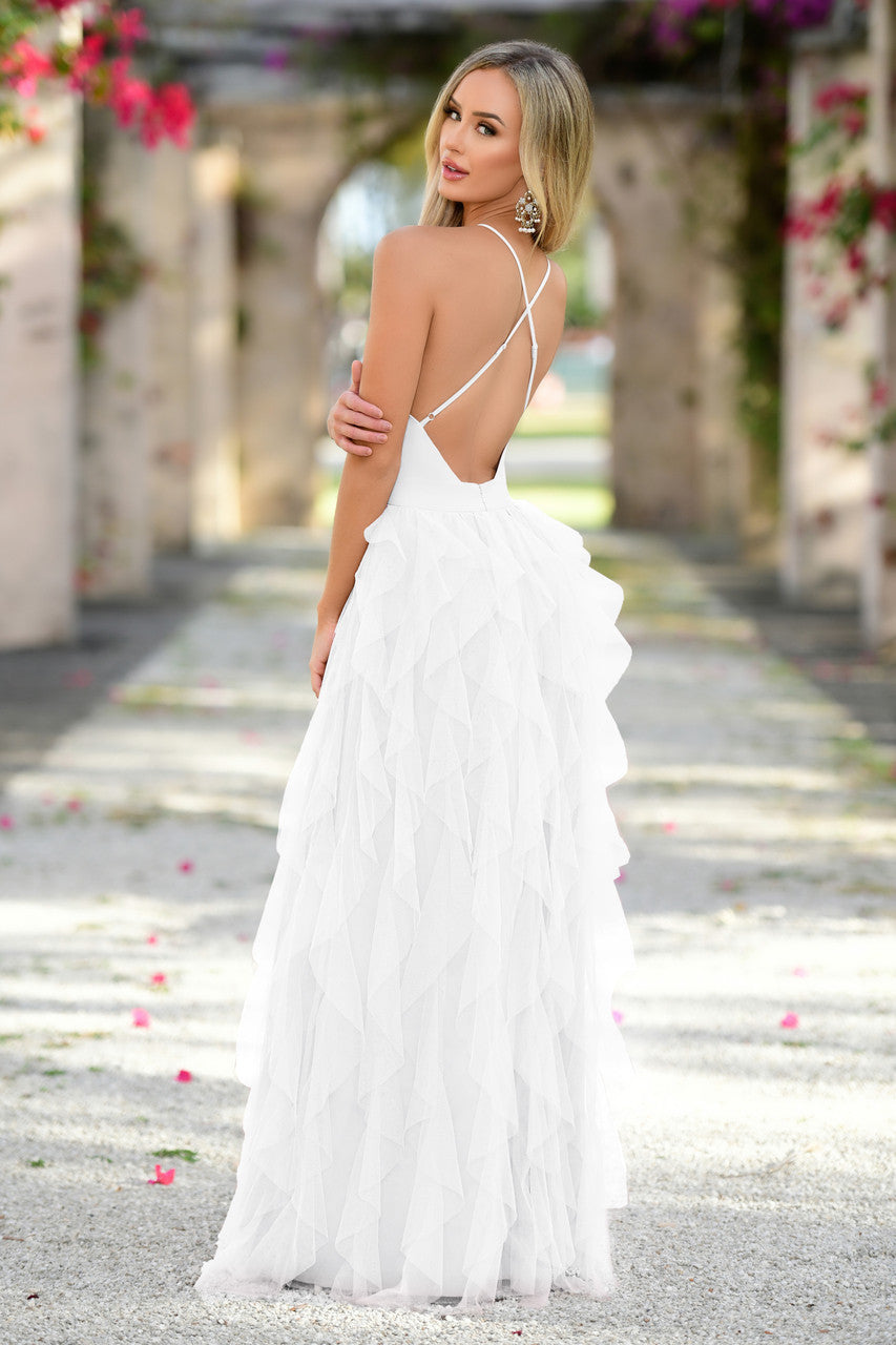 Size XS, Alances Maxi Dress - White Tulle - FINAL SALE