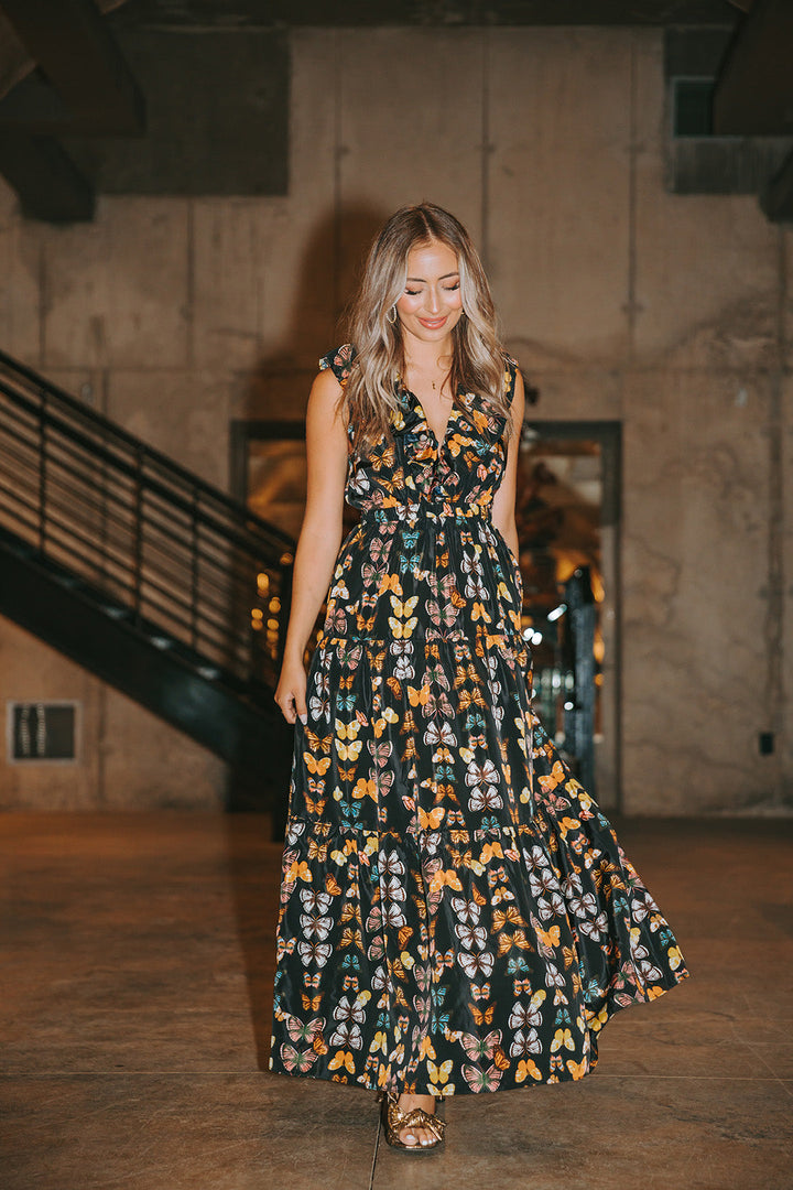 Crawford Ruffle Sleeve Maxi Dress - Mariposa