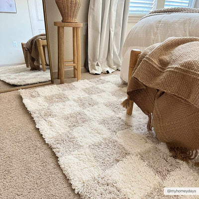 Atira Light Brown Checkered Area Rug