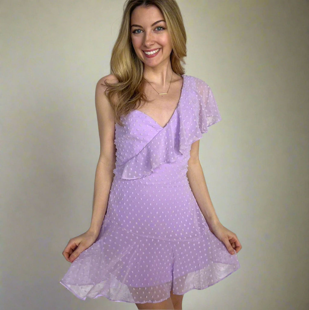 Ace Mini Dress - Lilac Swiss Dot Dress