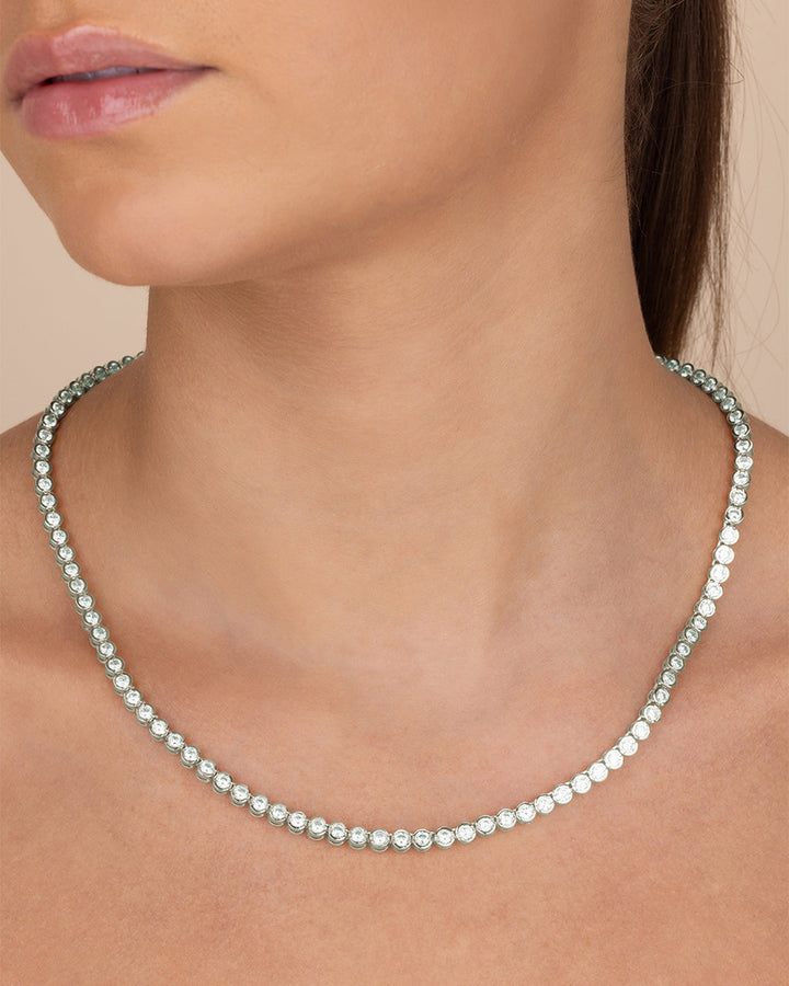 Helene Bezel CZ Tennis Necklace