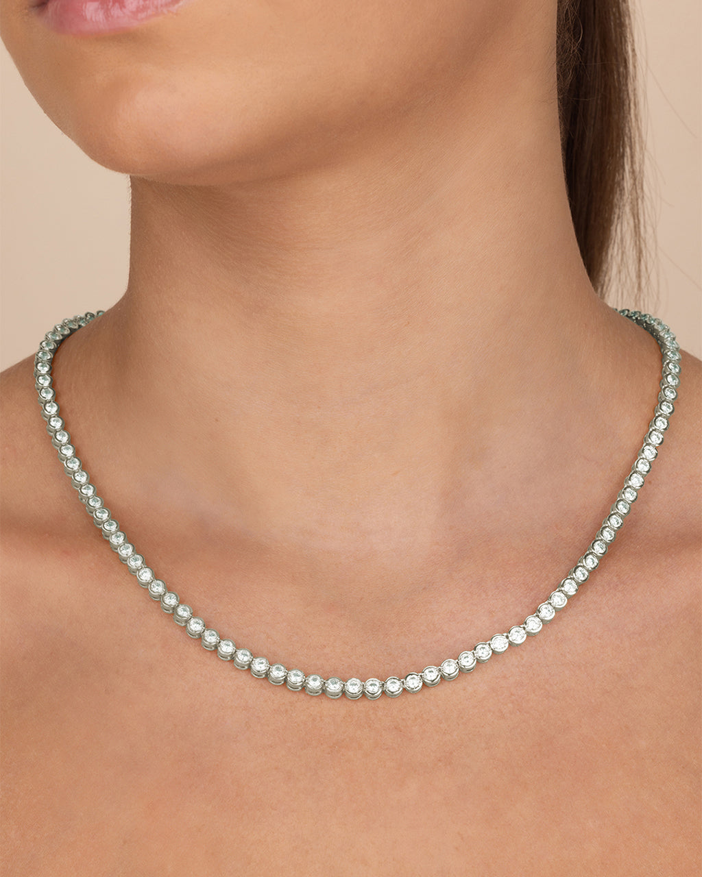 Helene Bezel CZ Tennis Necklace