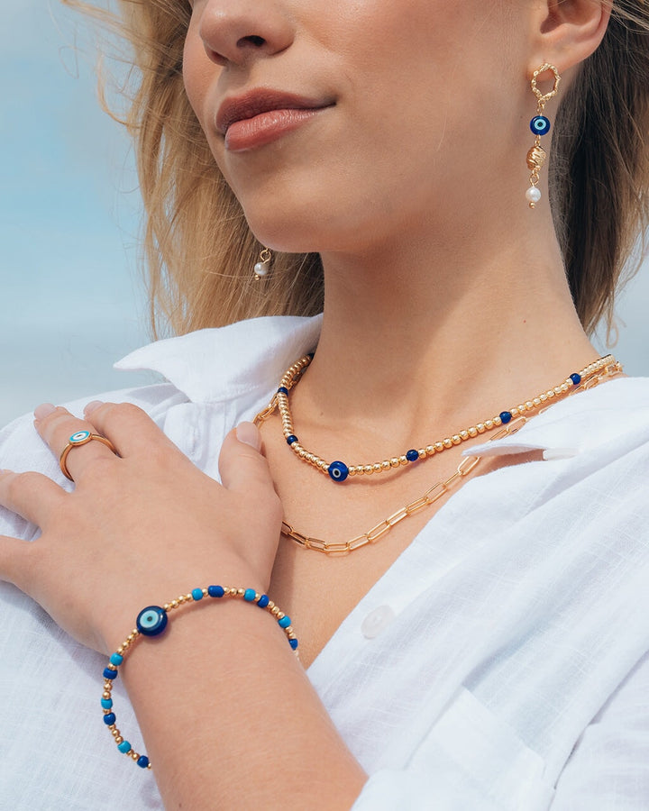 Sibyl Enamel Evil Eye Bead Bracelet