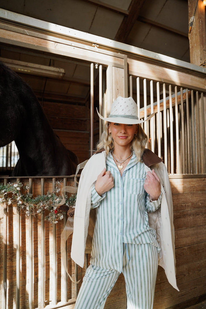 Blue Spruce Stripes - Long Pajama Set