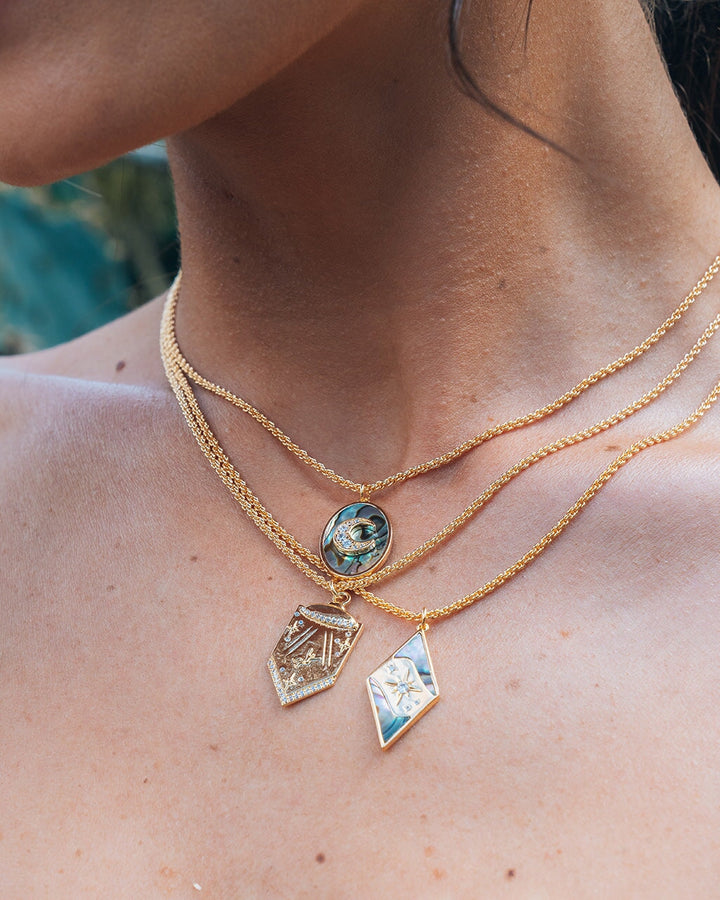 Carrie CZ & Abalone Night Sky Pendant Necklace