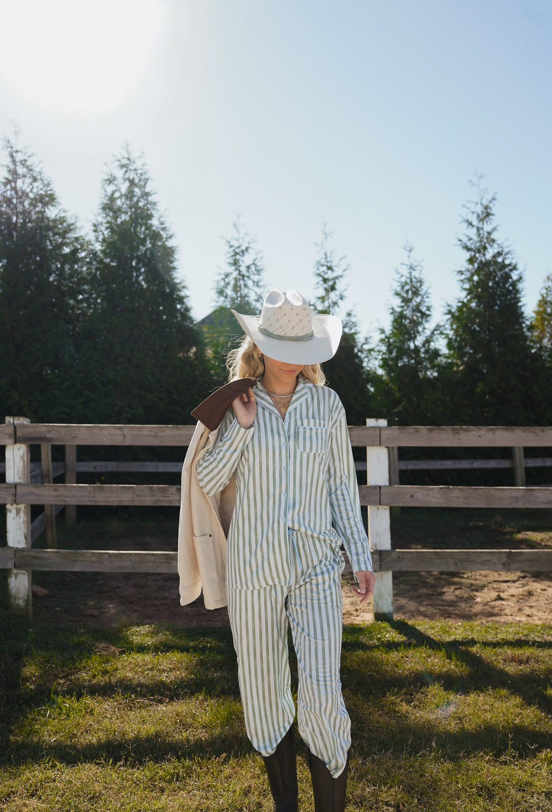 Blue Spruce Stripes - Long Pajama Set