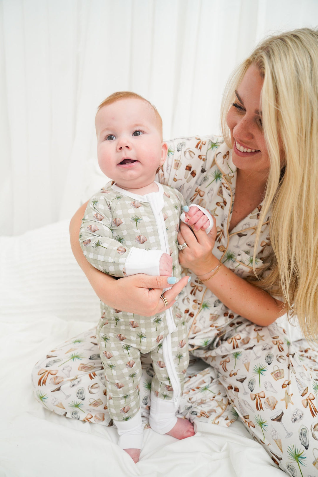 Neutral Coastal Cocktail - Short Sleeve + Pant Pajama Set