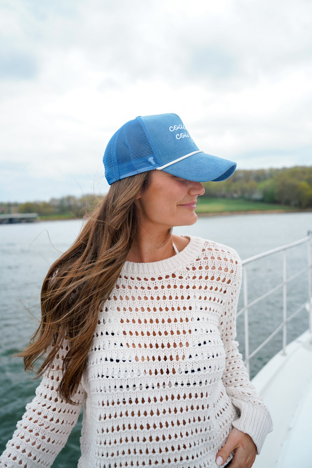 Coastal Cowgirl - Blue Corduroy Trucker Hat