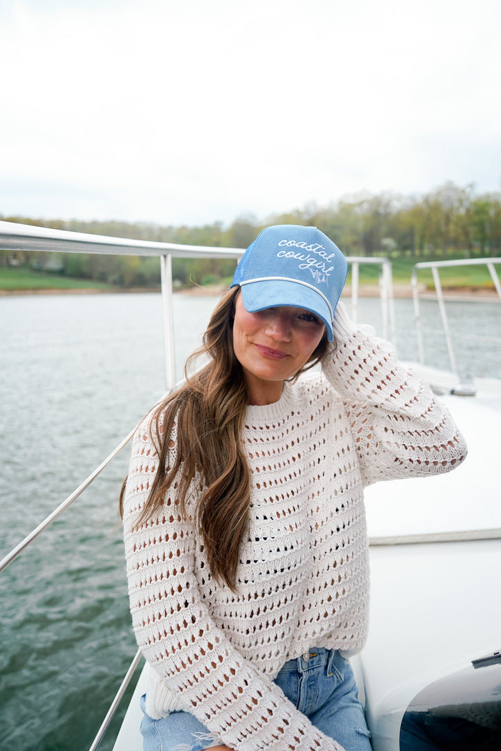 Coastal Cowgirl - Blue Corduroy Trucker Hat