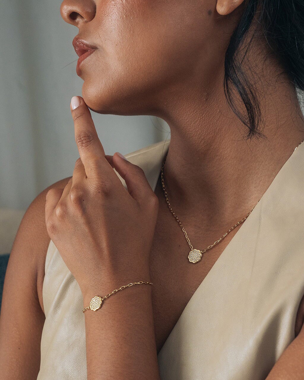 Raemy CZ Rose Petal Matching Set