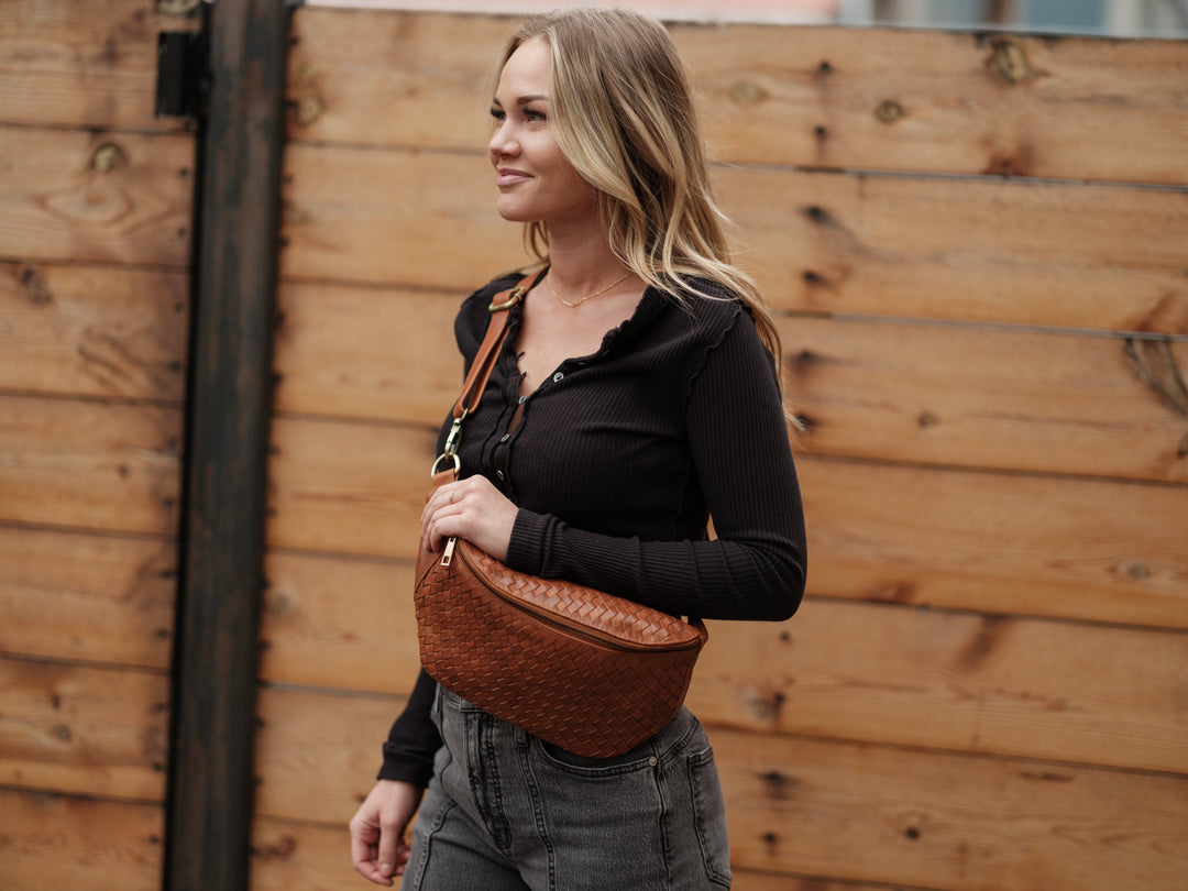 Haleiwa Woven Leather Crossbody Bag