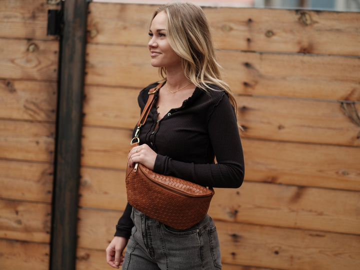 Haleiwa Woven Leather Crossbody Bag