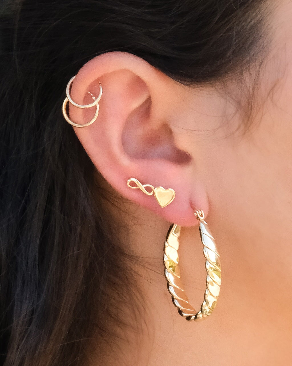 Sterling Silver Heart & Infinity Earring Set of 3