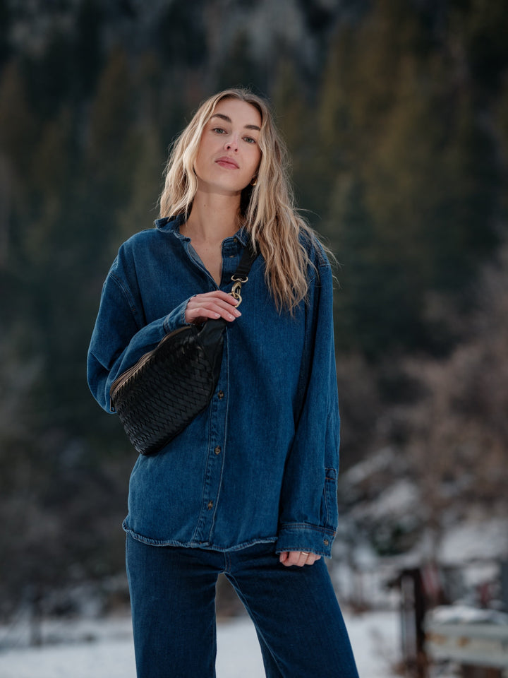 Haleiwa Woven Leather Crossbody Bag